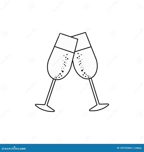 Two Champagne Glasses Vector Icon Event Stock Vector Illustration Of Year Newyear 143732464