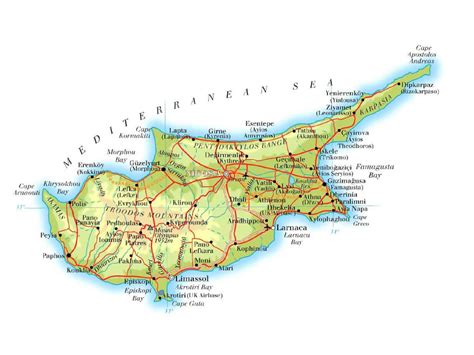 Physical Map Of Cyprus Ezilon Maps
