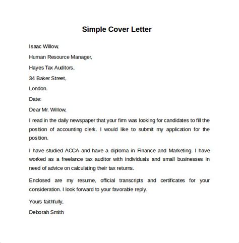 Free 7 Sample Cover Letter Templates In Pdf Ms Word