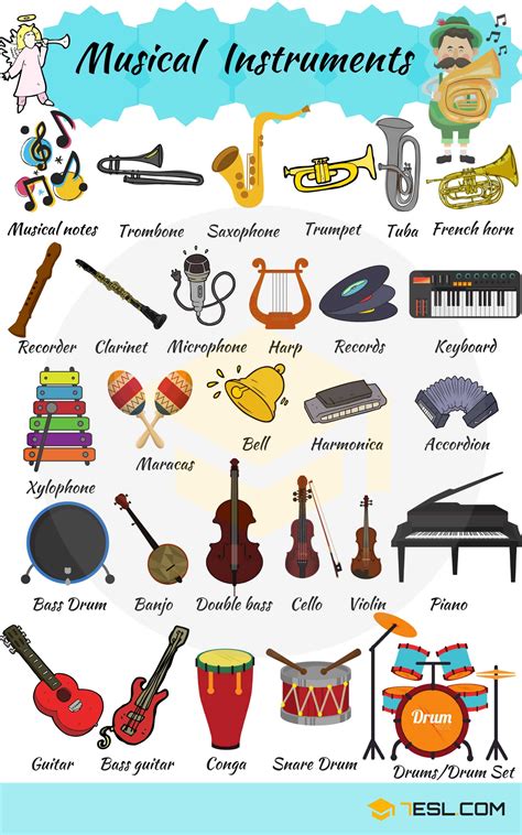Musical Instruments Vocabulary In English 7 E S L