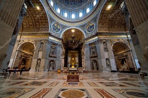 Interior Of St Peters Basilica In Vatican Rome Stock Editorial