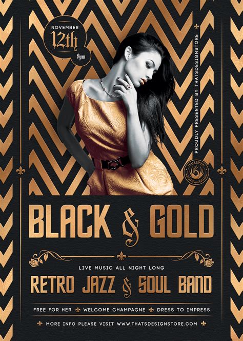 Minimal Black And Gold Flyer Template V18 Posters Design For Photoshop