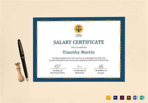 Free 22 Sample Salary Certificate Templates In Ai Indesign Ms Word