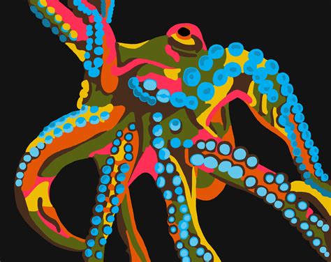 Abstract Octopus Digital Print By Digital Artist Rachel Victoria