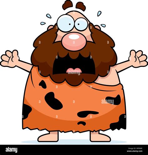 A Cartoon Caveman With A Scared Expression Stock Vector Image And Art Alamy