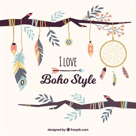 Boho Style Background With Flat Design Vector Free Download Boho