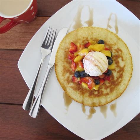 Buttermilk Pancakes With Fruit Salad And Ice Cream A Nice Special