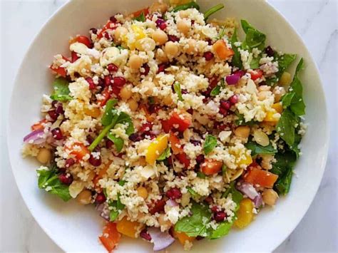 couscous salad with pomegranate hint of healthy