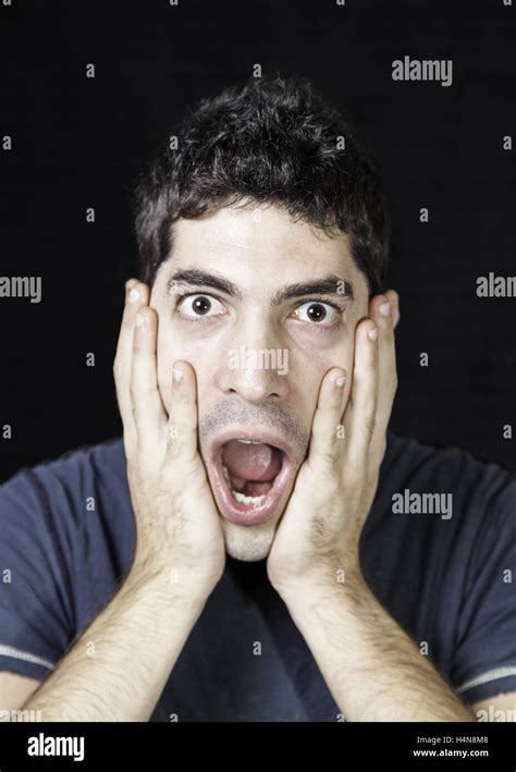 Frightened Man Screaming Scared And Surprised Young Stock Photo Alamy