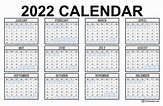 Year 2022 Calendar Templates | 123Calendars.com