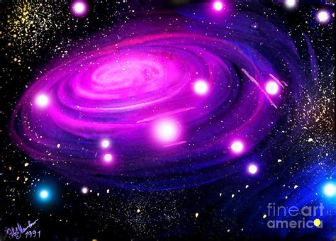 Fuchsia Pink Galaxy Bright Stars Painting By Sofia Goldberg Fine Art