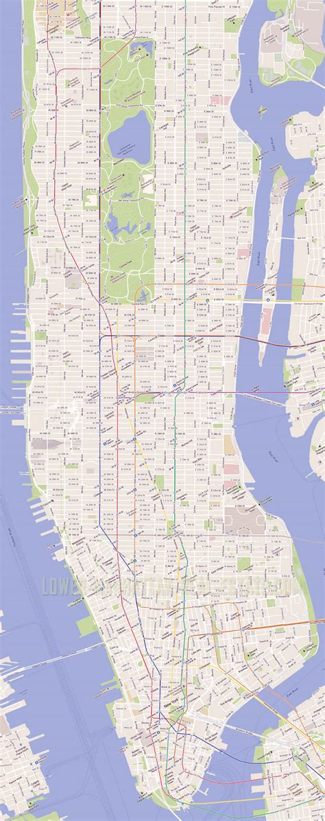 Detailed Road Map Of Manhattan Nyc New York New York State Usa