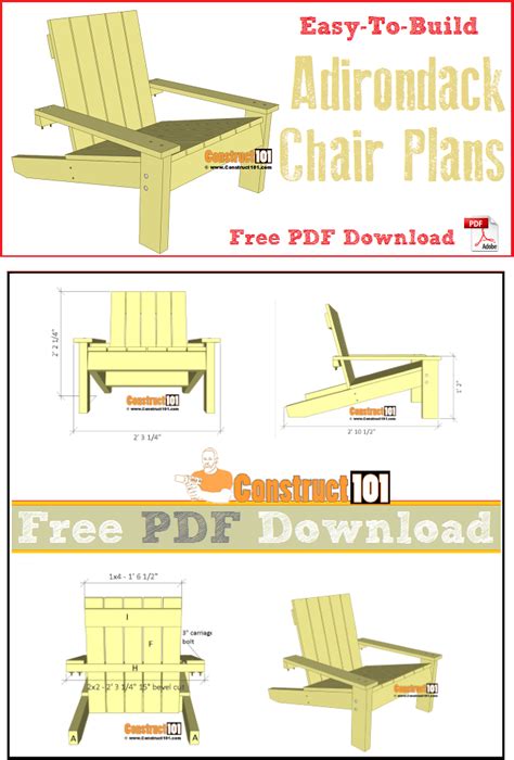 Draw the pattern as shown in illustration above. Simple Adirondack Chair Plans - PDF Download - Construct101