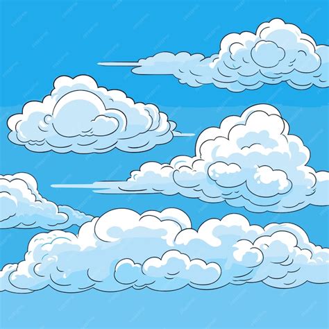 Premium Vector Cartoon Blue Sky Clouds Background Design Vector