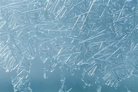 Frost Flowers Frozen Window With Ice Lines Stock Image Image Of