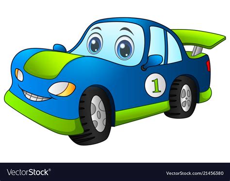 Cartoon Sport Blue Car Royalty Free Vector Image