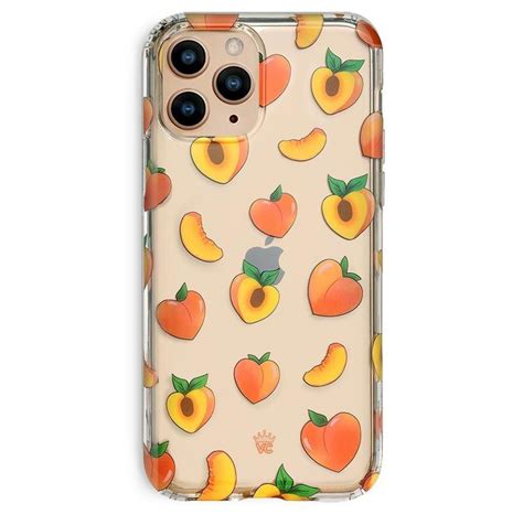 An Iphone Case With Peaches And Oranges Printed On It Sitting On A