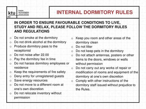 Ppt Living In Ktu Dormitories What To Do If Powerpoint