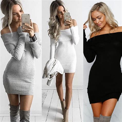 sexy off shoulders sweater dress 3 colors on luulla