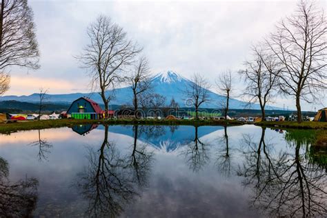 Fumotopara Camping With Mt Fuji View At Dawn Stock Image Image Of