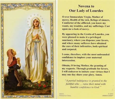 Andnovena To Our Lady Of Lourdes Prayer On Back Holy Card Hc15 2