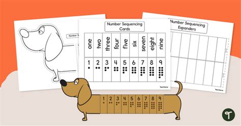 1 To 9 Number Sequencing Activity Dog Template Teach Starter