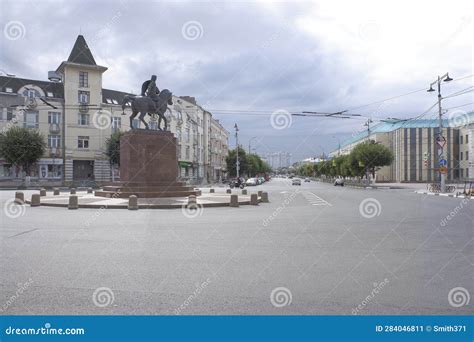 Panorama Of Sobornaya Square In The Center Of Ryazan Cloudy Summer