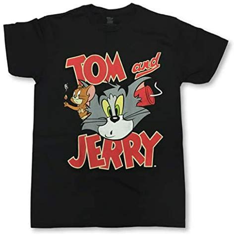 Tom And Jerry Tom And Jerry Adult Mens Black Crew Neck T Shirt