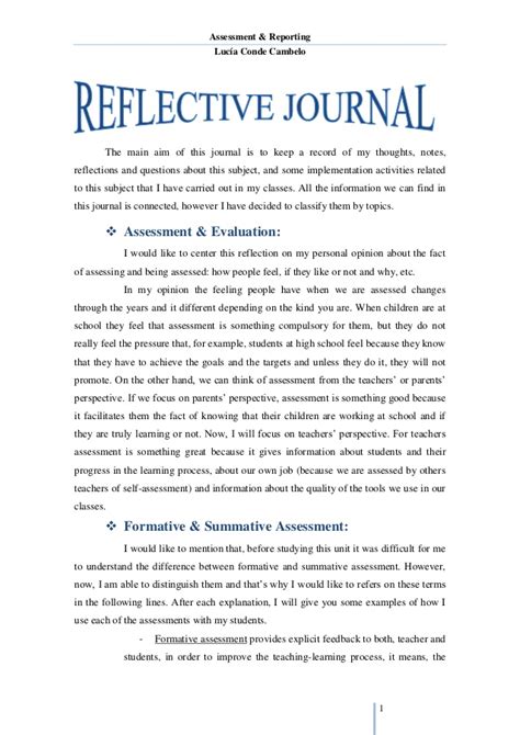 Reflection Paper Example For Students Free 4 Reflective Writing
