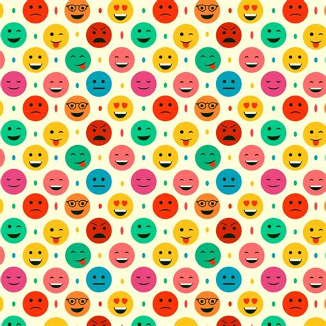 Premium Vector Emoticons And Dots Seamless Pattern Template