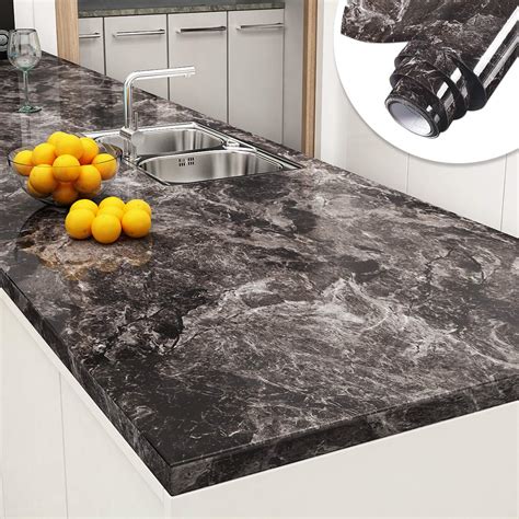 Livelynine 197 X 24 Inch Countertop Contact Paper For Kitchen Marble