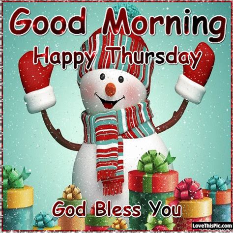 Good Morning Happy Thursday Cute Snowman Quote Pictures Photos And
