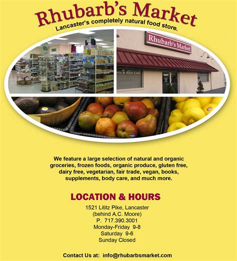 I now live in ephrata and if i know i'll be going in to lancaster and. Rhubarb's Market - Natural Foods - Lancaster, PA- must ...