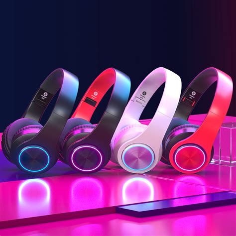 Led Colorful Light Earphone 50 Bluetooth Headphone Hifi Stereo Headset