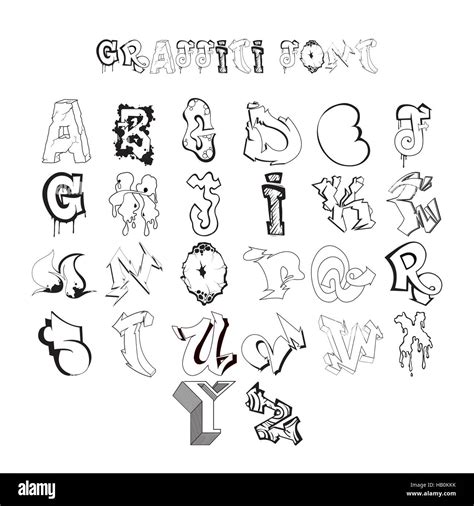 Graffiti Font Alphabet Letters Hip Hop Grafitti Design Stock Vector