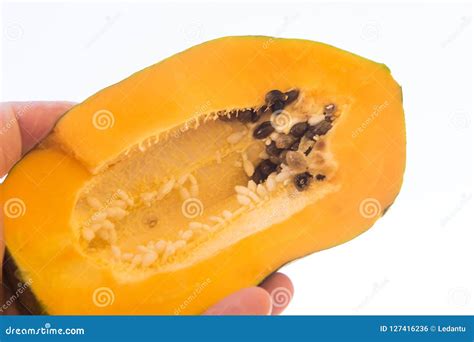Papaya Fruit Sweet Ripe Fresh Papaya Raw Vegan Food Stock Photo