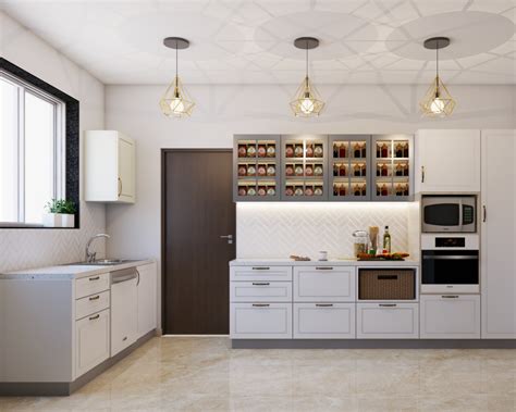 Modular Kitchen Design With White Interiors Livspace