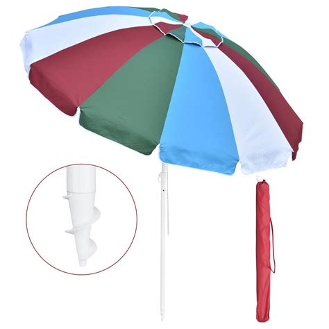🔥yescom Rainbow Beach Umbrella Tilt 8 Ft 12 Rib W Anchor Ct 03 S
