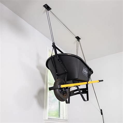 Storeyourboard Wheelbarrow Ceiling Hoist Garage Storage Pulley System