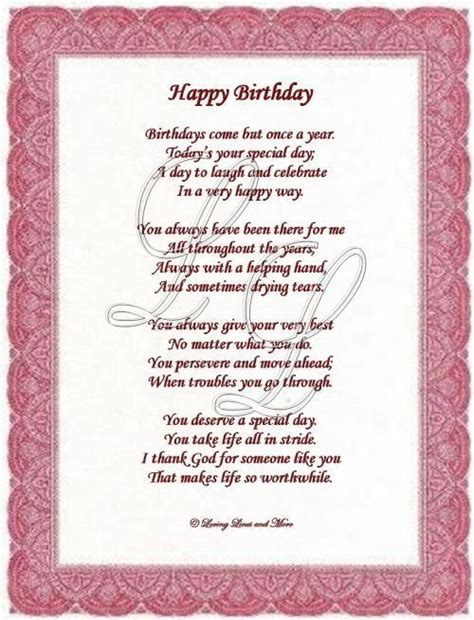 Special Birthday Poem Birthday Poems Birthday Verses For Cards