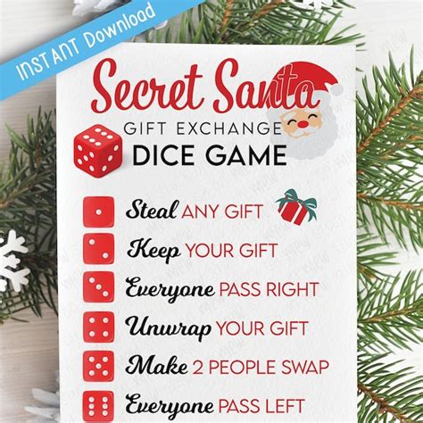Secret Santa Dice Game Etsy