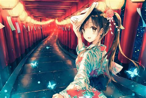 Wallpaper Illustration Flowers Long Hair Anime Girls