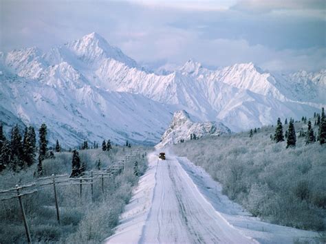Winter Road In Alaska