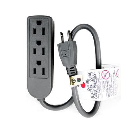 Extension Cord 3 Outlet Power Strip 15 Ft Grounded Office Home 125v