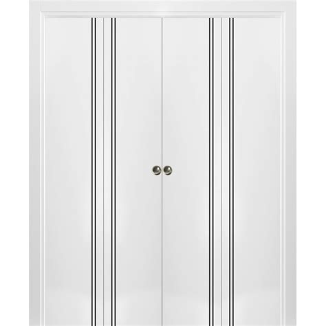 Sliding Closet Double Bi Fold Doors Planum 0016 White Silk With Frosted Glass Sturdy Tracks