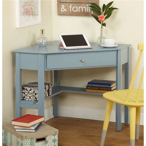 Find modern farmhouse storage cabinet via lyjaneblog ideas to furnish your house. Ellen Corner Writing Desk, Antique Blue - Walmart.com