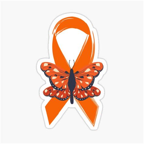 Leukemia Cancer Awareness Orange Ribbon Butterfly Sticker For Sale