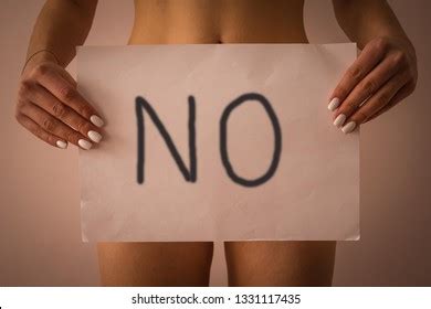 Naked Girl Holding Sheet Inscription No Stock Photo Shutterstock