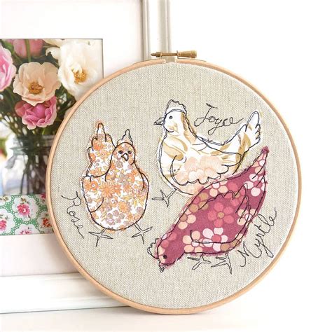 Chickens Embroidery Hoop Picture Freehand Machine Embroidery Hoop Art Personalized Embroidery