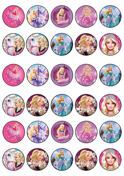 Buy X Barbie Edible Cupcake Toppers Themed Collection Of Edible